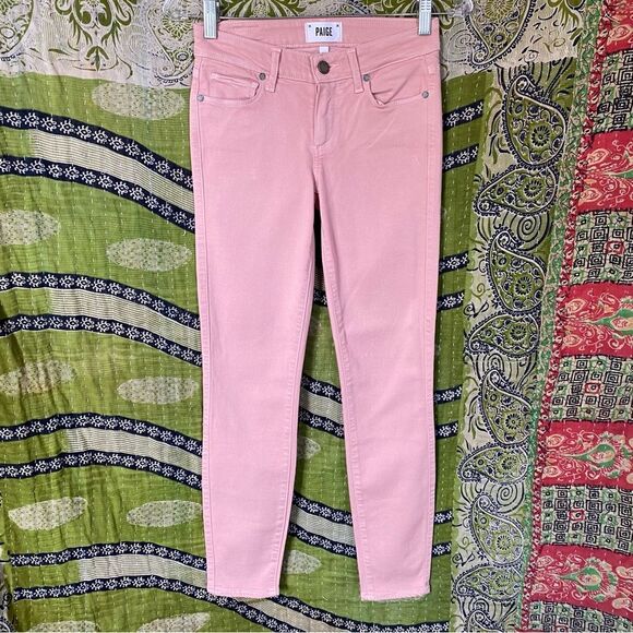 NWT PAIGE Soft Pink Verdugo Ultra Skinny Ankle Pants Size 24 - Picture 2 of 14